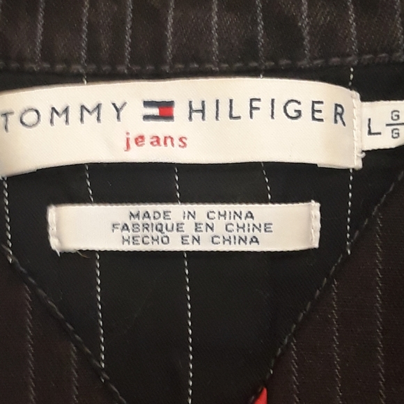 Vintage Tommy Hilfiger Jeans Pinstripe Denim Blazer (Large) + Pants (Size 10) - Picture 3 of 16